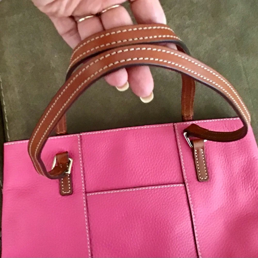 Dooney & Bourke Pink Leather Bag with Brown Handles - Picture 6 of 6